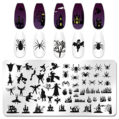 WOKOTO Juego de 6 placas de sello de arte de uñas Holloween