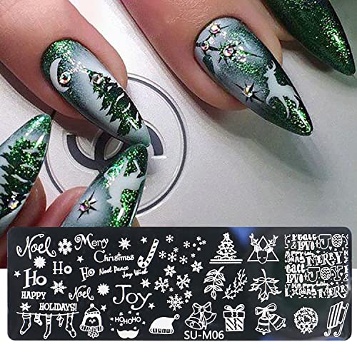 Juego de 6 plantillas de estampación de uñas de Navidad, cop
