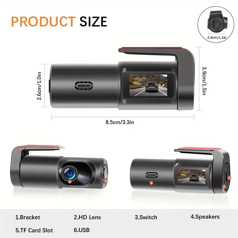 Cámara de tablero 1080P WiFi para automóvil, cámara frontal