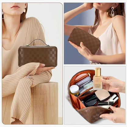 Bolsas de maquillaje de viaje a cuadros Bolsa organizadora d