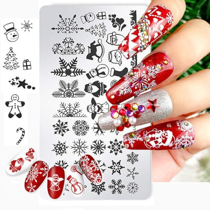 Juego de 6 sellos de uñas de Navidad de acero inoxidable, pl