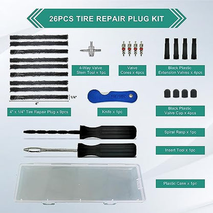 TT-M26 - Kit de reparación de neumáticos sin cámara, kit de