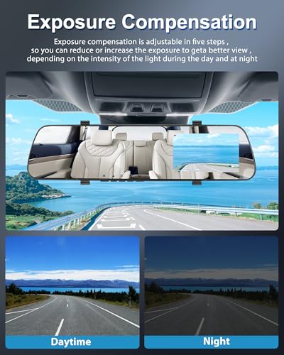 Podofo Cámara de tablero de espejo para automóviles, espejo