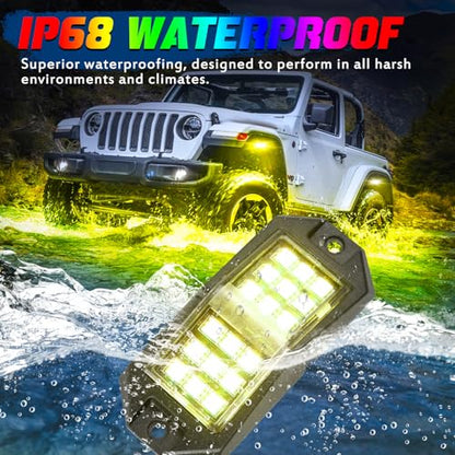 8 vainas RGB Rock Lights para camiones, aplicación de color