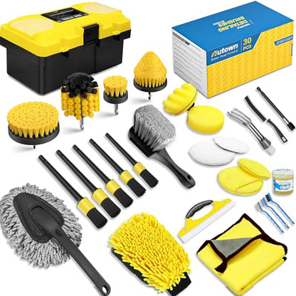 Kit de 30 piezas de detalles de coche, juego de cepillos de