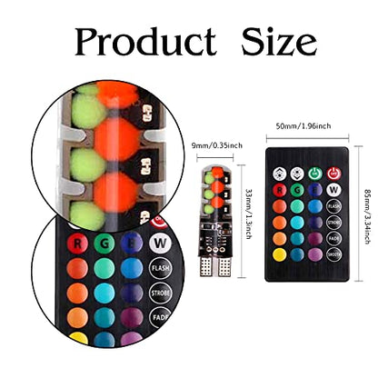 Bombilla LED T10 RGB con control remoto W5W 194 168 2825, lu