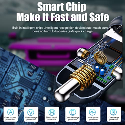 Adaptador de cargador de coche USB-C, puertos duales, carga
