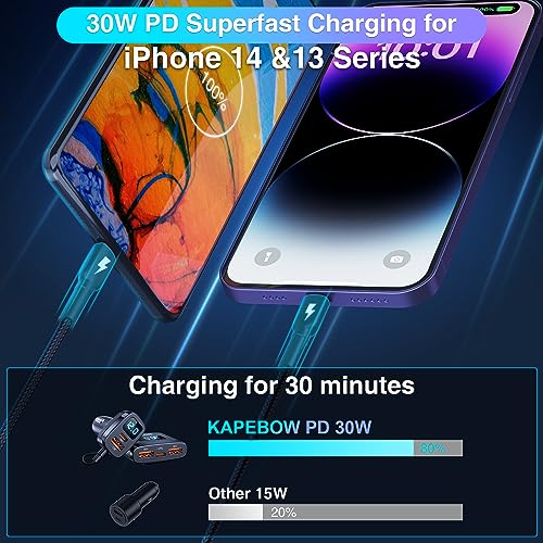 kapebow - Cargador de coche USB C de carga rápida de 78 W, c