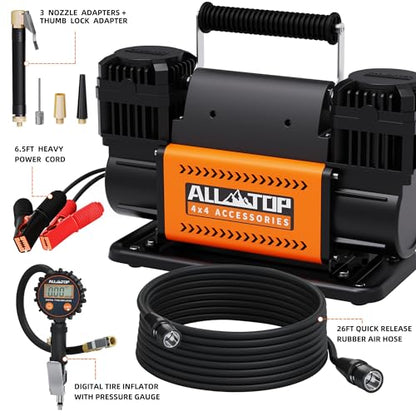 ALL-TOP Compresor de aire de doble cilindro con kit de infla