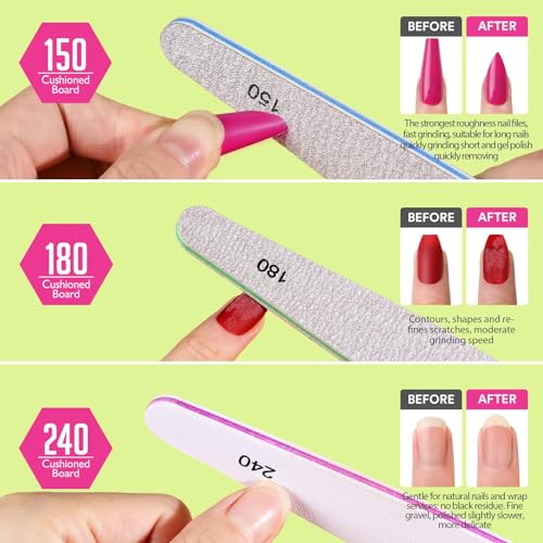 Teenitor 12 limas de uñas y amortiguadores, lima de uñas par