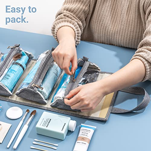 Bolsa de maquillaje enrollable colgante, kit de artículos de