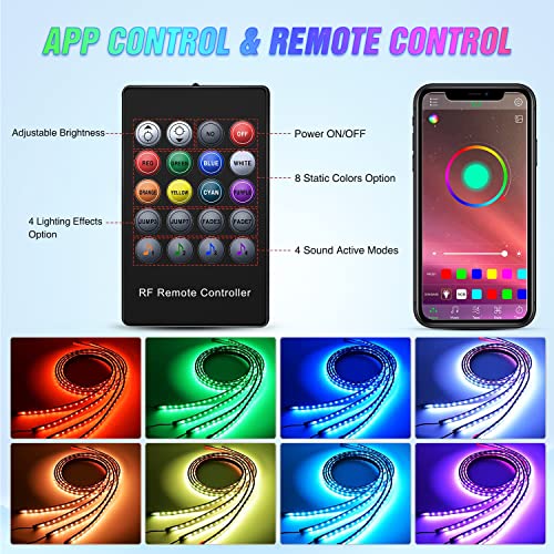 Nilight 4 tiras de luces de neón para automóvil, 256 luces L