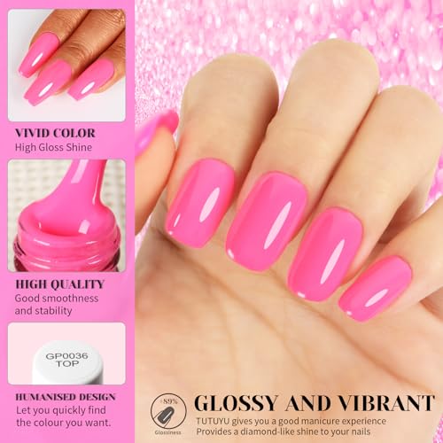 Esmalte de uñas de gel rosa intenso, 0.51 onzas líquidas par