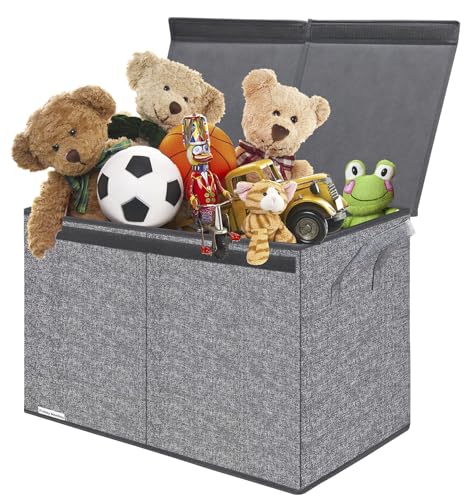ZMGCWJX - Caja de juguetes grande resistente con tapas y asas, cesta o
