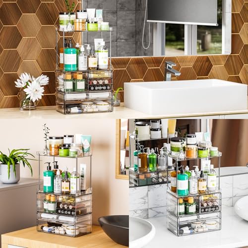 Estante organizador de encimera de baño de 3 niveles y 6 caj