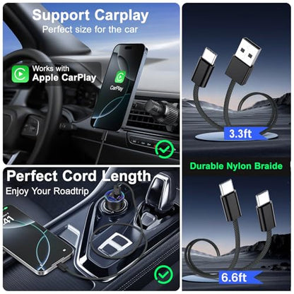 Cargador de coche USB C, cargador de teléfono de coche de ca