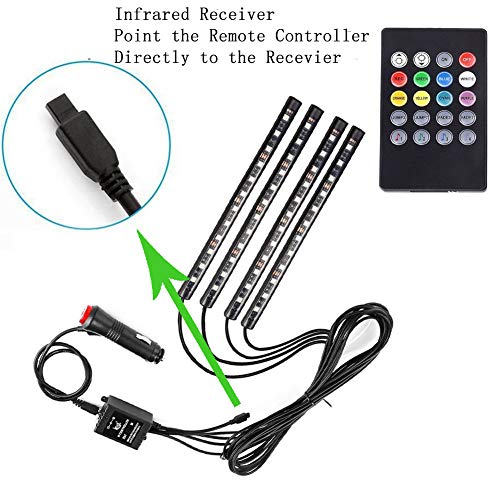 Juego de 4 luces LED para coche, 48 / 72 LED, 12 V, multicol