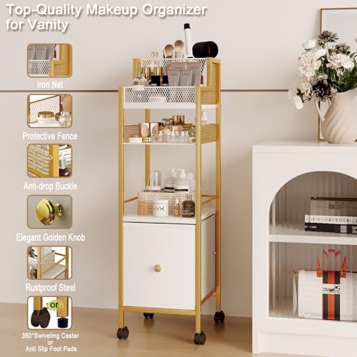 Carrito organizador de maquillaje con cajones, organizadores