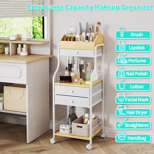 HapiRm Organizador de maquillaje de piso, organizador de maq
