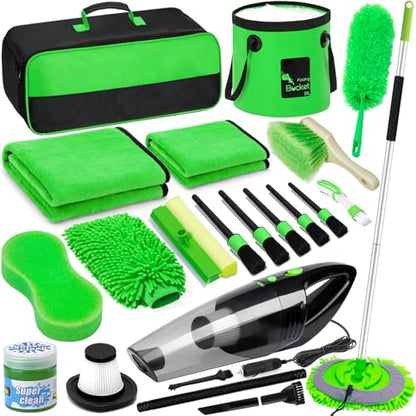 Kit de limpieza de automóvil de 22 piezas, cepillo de lavado