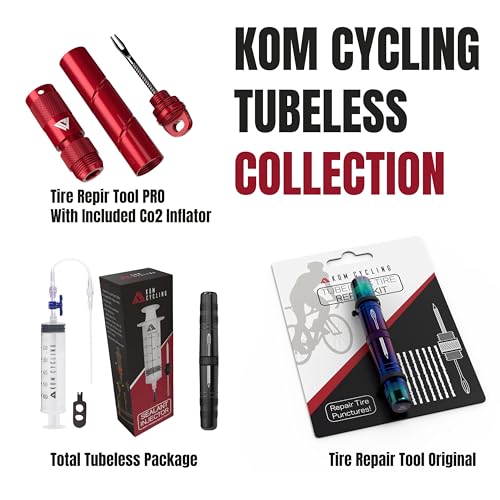 KOM Cycling Kit de reparación de neumáticos sin cámara para