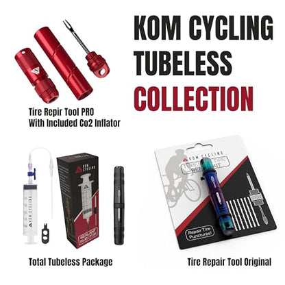 KOM Cycling Kit de reparación de neumáticos sin cámara para