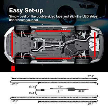 MICTUNING 4 luces LED subterráneas para automóvil, kit de lu