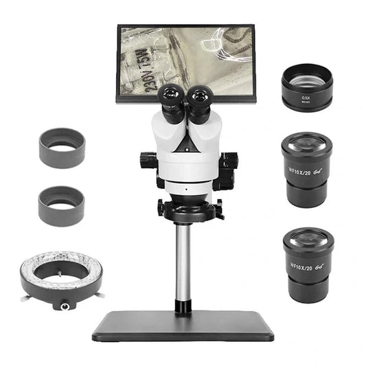 Zoom estéreo del microscopio trinocular digital del LCD HH-M