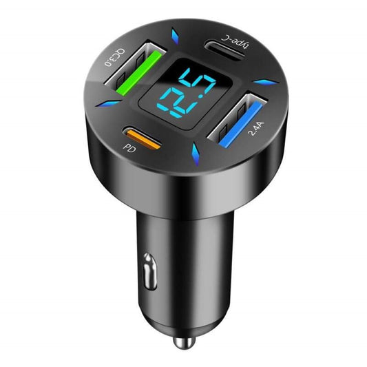 Cargador de coche de 66 W, cargador USB de 4 puertos, 2 adap