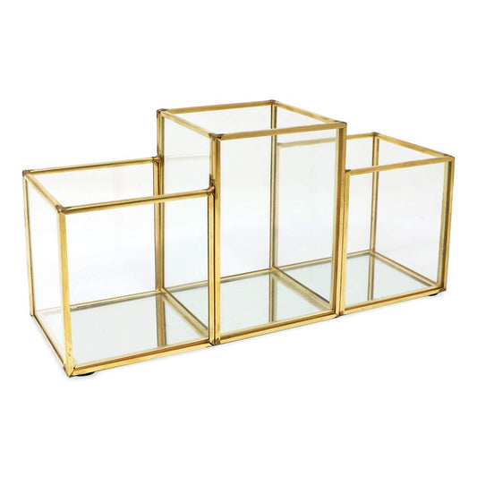 Isaac Jacobs Soporte para brochas de maquillaje de 3 compart