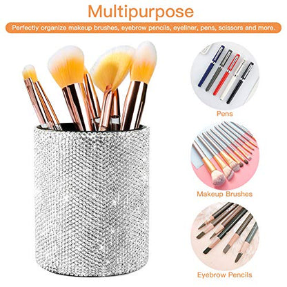 OTOSTAR Organizador de brochas de maquillaje de cristal bril