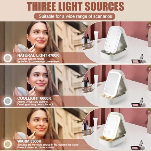 Joyero 2 en 1, bolsa de maquillaje de viaje con luz LED, est