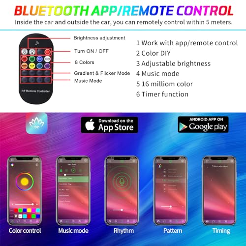 WEBUPAR - Luces interiores para automóvil, accesorios 5 en 1