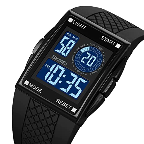 XCZAP Reloj deportivo digital cuadrado luminoso para hombre,