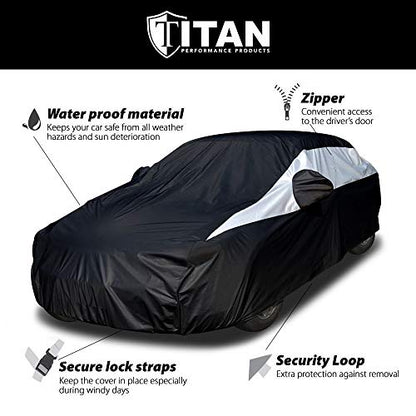 Titan Jet Black Poly 210T - Funda de coche para sedanes de 1