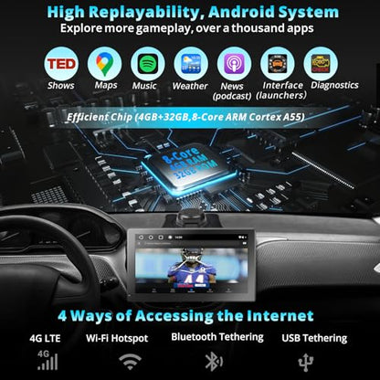 4G LTE Android Carplay pantalla para coche, 4G+32G estéreo p