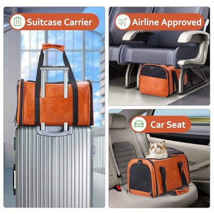 Transportador de cuero de moda para perros y gatos, aprobado