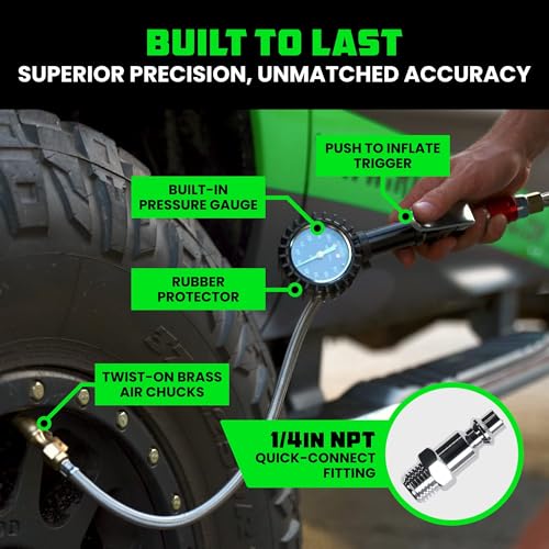 Rhino USA Inflador de neumáticos con manómetro (0-100 PSI) –