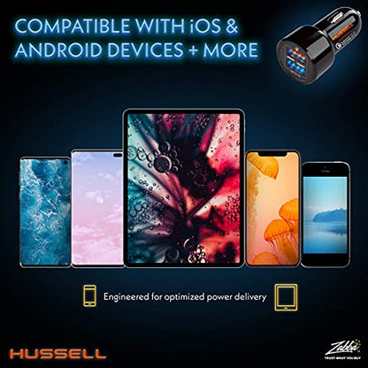 Hussell Adaptador de cargador de coche - USB 3.0 portátil co