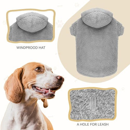 Sudadera con capucha para perros pequeños, suave forro polar