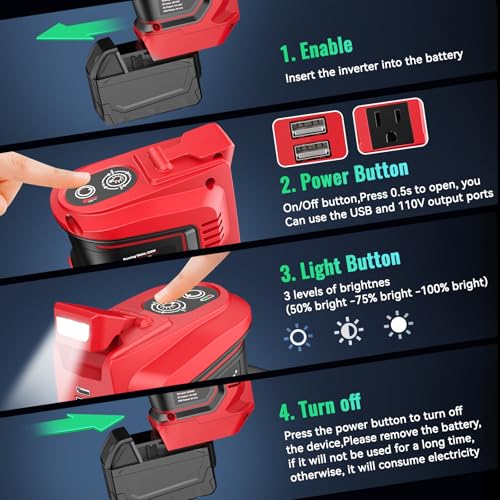 Inversor de corriente para batería Milwaukee de 18 V, invers