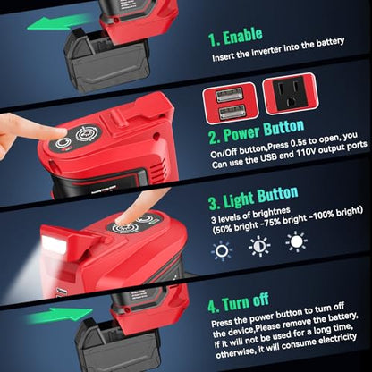 Inversor de corriente para batería Milwaukee de 18 V, invers