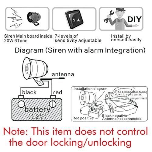con 2 controles remotos cuerno de seguridad del coche CW-811
