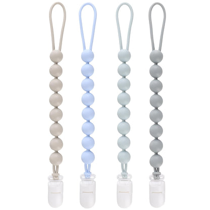Paquete de 4 clips de silicona para chupetes para bebés, niños y niñas