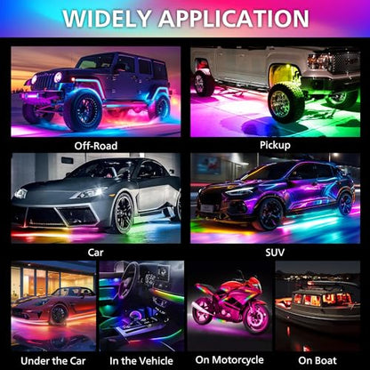 Underglow - Luces LED para autos, 180 luces LED RGBI de neón