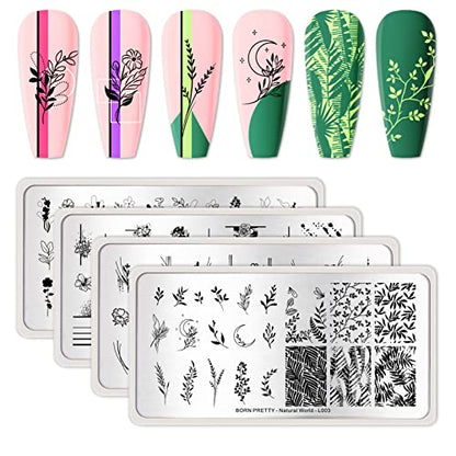 BORN PRETTY Plantillas de estampación de arte de uñas placas