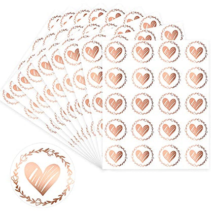 Zonon 500 sellos transparentes de corazón, calcomanías de co