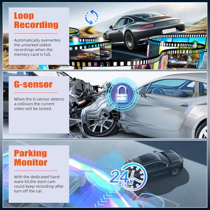 Espejo Dash Cam de 4 pulgadas, espejo retrovisor 1080P cámar