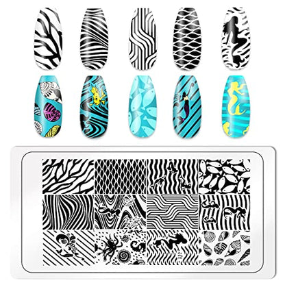 KAAGEE Juego de 5 placas de estampado de arte de uñas geomét