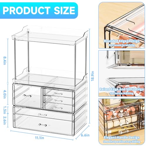Estante organizador de encimera de baño de 3 niveles y 6 caj